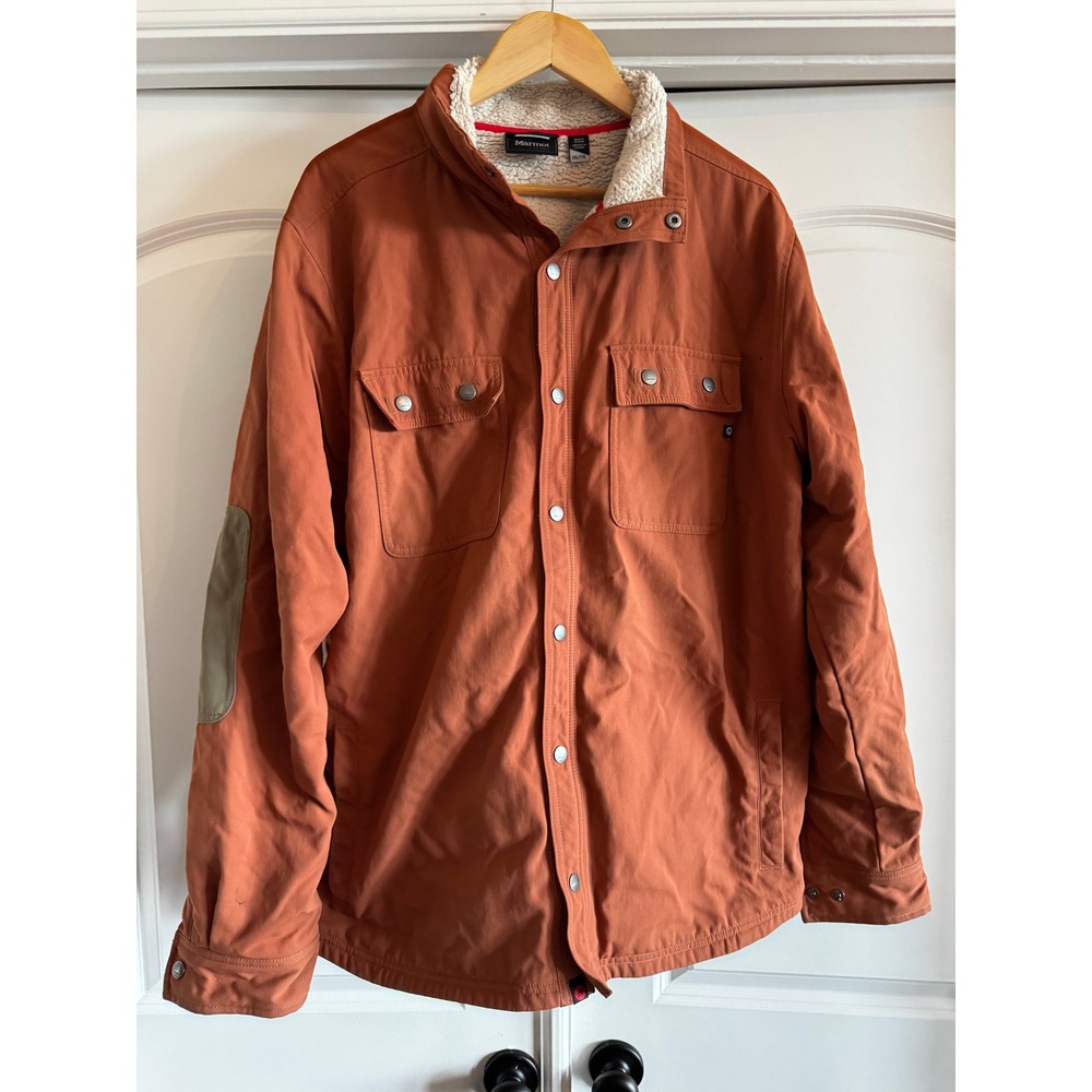 Marmot For Life Mens XXL Sherpa Lined Canvas Jacket Rust Brown Workwear Coat